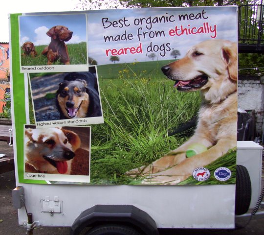 Trailer selling free ranged dog meat